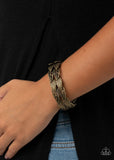 "It's Five O'flock Somewhere" Brass Double Row Feather Stretch bracelet