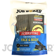 JOE BOXER Detoxifying Charcoal Face & Body Individually Wrapped Cleansing Wipes 30 Count