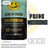 JOE BOXER Flushable Eucalyptus & Aloe Individually Wrapped Mint Wet Wipes 30 Count