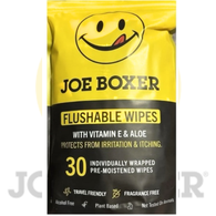 JOE BOXER Flushable Vitamin E & Aloe Individually Wrapped Wet Wipes 30 Count
