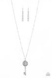 "Key Keepsake" Silver Metal Crushed Hematite Rhinestone Key Necklace Set