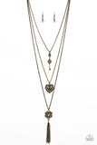 "Love Opens All Doors" Brass Key & Heart Layered Necklace Set