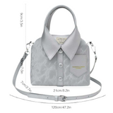 Silver/Metallic PU Leather with a Wave/Marble Pattern in a Novelity Collared Shirt Design