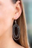 " Marry into Money " Silver Metal & Black Rhinestone Dangle Earrings