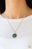 " Mega Money " Silver Metal & Green Faceted Rhinestone Necklace Set