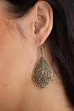 "One Vine Day" Brass Metal Scroll Work Design Leaf Earrings