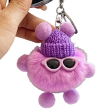 CUTE & COZY POM POM CHARACTERS WITH A KNITTED HAT & SUNGLASSES KEYCHAINS