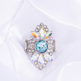 GLISTEN Here! - Baby Blue Center Stone & White Iridescent Rhinestones Accents Adjustable Ring