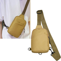 Unisex Casual Yet Sporty Canvas Crossbody Bag Wear Across Chest or Behind Back in Khaki