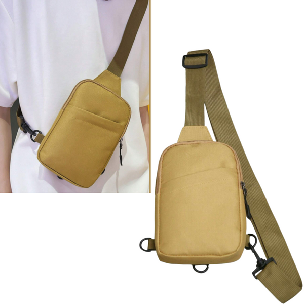 Unisex Casual Yet Sporty Canvas Crossbody Bag Wear Across Chest or Behind Back in Khaki