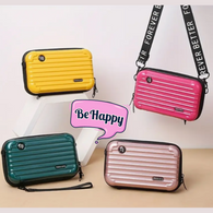 Hardshell Light Weight Suitcase Design, Striped Pattern, Double Zippered Crossbody/Shoulder Bag