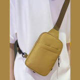 Unisex Casual Yet Sporty Canvas Crossbody Bag Wear Across Chest or Behind Back in Khaki