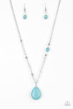 "Peaceful Prairies" Silver Metal Dainty Blue Stone Bead Necklace Set