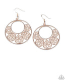 "Petal Promenade" Rose Gold Metal Filigree Hoop Earrings