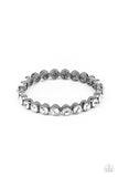 "Presto Posh" Black Metal & White/Clear Rhinestone Bangle Bracelet