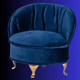 Blue Velvet Mini Sofa/Chair Shaped Jewelry Box 1.6 Scale Doll House Furniture with Mirror