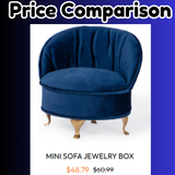 Blue Velvet Mini Sofa/Chair Shaped Jewelry Box 1.6 Scale Doll House Furniture with Mirror