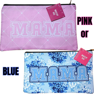 Light Weight Make-up/Cosmetic Bag with Word "MAMA" in Pink Pattern or Blue Floral