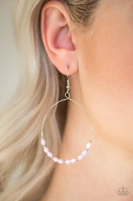 "Prize Winning Sparkly" Dainty  Light Pink Faceted Beaded Hoop Earrings