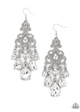 "Queen of all Things Sparkly" Silver Multi White/Clear Rhinestone Dangle Earrings