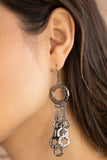 Paparazzi " Right Under Your Nose " Black Metal Chains & Hammered Rings Earrings