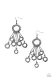 Paparazzi " Right Under Your Nose " Black Metal Chains & Hammered Rings Earrings