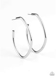 "Rough it Up" Silver Metal High Polished Asymmetrical Hoop Earrings