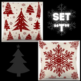 Holiday Christmas Pillow Covers (*No Inserts) Linen Blend 18X18 Soft & Canvas Types Set of 2