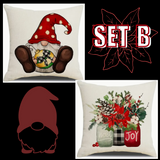 Holiday Christmas Pillow Covers (*No Inserts) Linen Blend 18X18 Soft & Canvas Types Set of 2