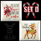 Holiday Christmas Pillow Covers (*No Inserts) Linen Blend 18X18 Soft & Canvas Types Set of 2