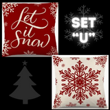 Holiday Christmas Pillow Covers (*No Inserts) Linen Blend 18X18 Soft & Canvas Types Set of 2