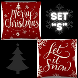 Holiday Christmas Pillow Covers (*No Inserts) Linen Blend 18X18 Soft & Canvas Types Set of 2