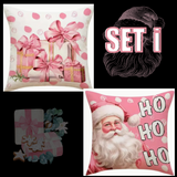 Holiday Christmas Pillow Covers (*No Inserts) Linen Blend 18X18 Soft & Canvas Types Set of 2