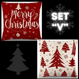 Holiday Christmas Pillow Covers (*No Inserts) Linen Blend 18X18 Soft & Canvas Types Set of 2