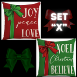 Holiday Christmas Pillow Covers (*No Inserts) Linen Blend 18X18 Soft & Canvas Types Set of 2