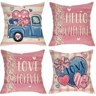 18X18 Sets of 2 Valentine's Day Throw Pillow Covers (*No Inserts) Canvas Feel 1A or 1B