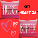 18X18 Sets of 2 Valentine's Day Throw Pillow Covers (*No Inserts) Canvas Feel Set Heart 2A or 2B