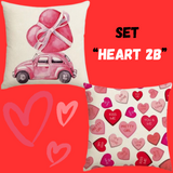 18X18 Sets of 2 Valentine's Day Throw Pillow Covers (*No Inserts) Canvas Feel Set Heart 2A or 2B