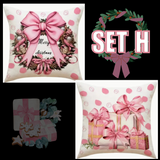 Holiday Christmas Pillow Covers (*No Inserts) Linen Blend 18X18 Soft & Canvas Types Set of 2