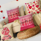 18X18 Sets of 2 Valentine's Day Throw Pillow Covers (*No Inserts) Canvas Feel Set Heart 2A or 2B