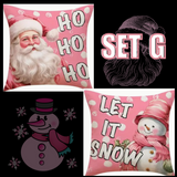 Holiday Christmas Pillow Covers (*No Inserts) Linen Blend 18X18 Soft & Canvas Types Set of 2