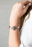 "Sahara Garden" Silver Speckled Black Stone Star Cuff Bracelet