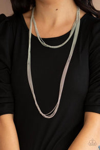 " Save Your Tiers " Silver Metal Multi Chain & Multi Tier Link Necklace