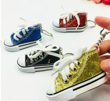 FUN & SASSY GLITTER MINITURE HIGH TOP CONVERSE LIKE MINI SNEAKER KEYCHAINS