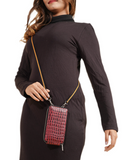 Genuine Leather Crocodile Embossed RFID Crossbody Bag & Phone Holder in NAVY BLUE