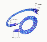 Exciting 3-foot Spiral LED LIGHT UP 3 in 1 USB charging cables, Color options available