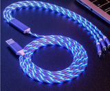 Exciting 3-foot Spiral LED LIGHT UP 3 in 1 USB charging cables, Color options available