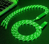 Exciting 3-foot Spiral LED LIGHT UP 3 in 1 USB charging cables, Color options available