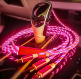 Exciting 3-foot Spiral LED LIGHT UP 3 in 1 USB charging cables, Color options available