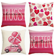 18X18 Sets of 2 Valentine's Day Throw Pillow Covers (*No Inserts) Canvas Feel Set Heart 2A or 2B